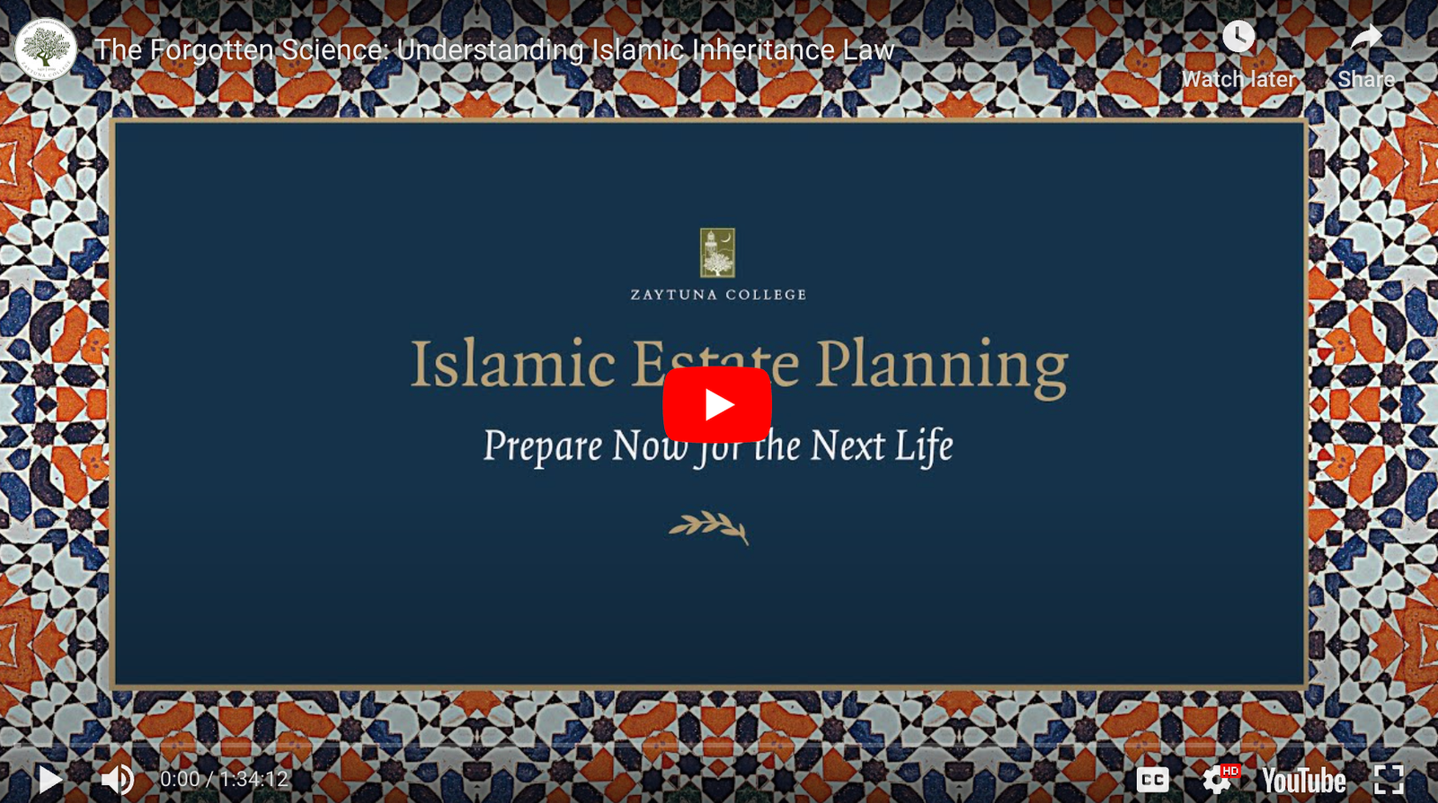 Islamic Estate Planning Lecture Series at Zaytuna College